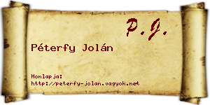 Péterfy Jolán névjegykártya