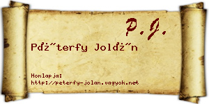 Péterfy Jolán névjegykártya